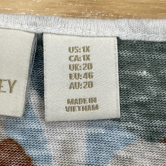 Cynthia Rowley 100% Linen Top Womens Size 1X Floral Lightweight Casual Beachy - Picture 4 of 7